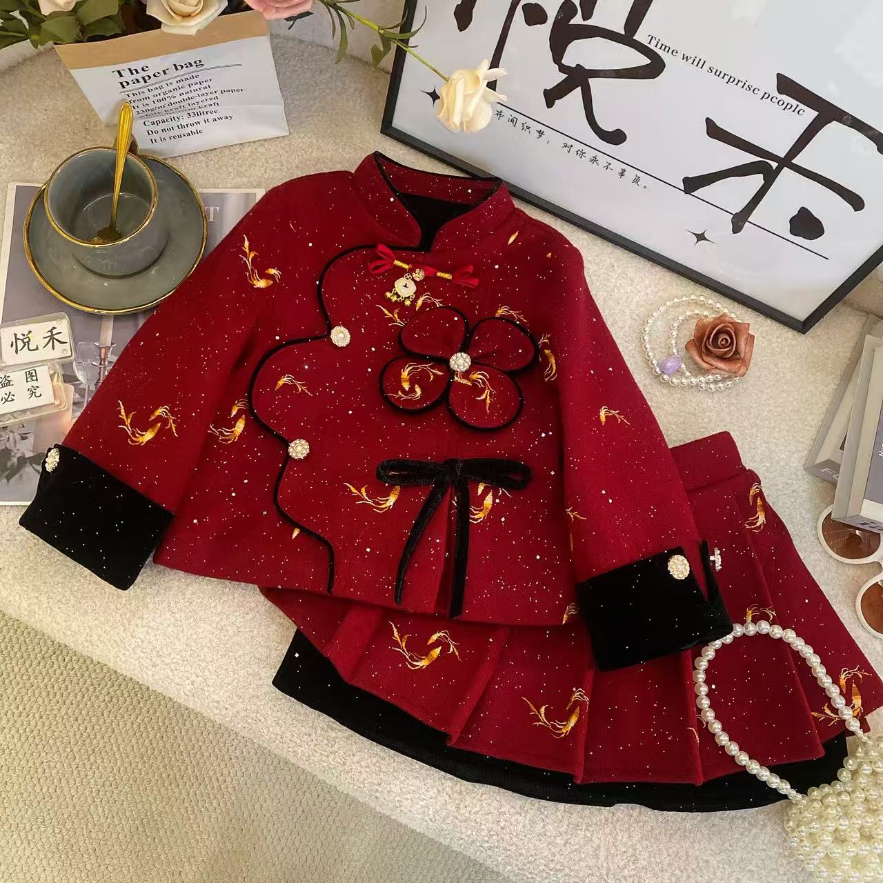 Y2【悦禾】女童新款秋冬韩版百搭洋气加厚童装套装60342