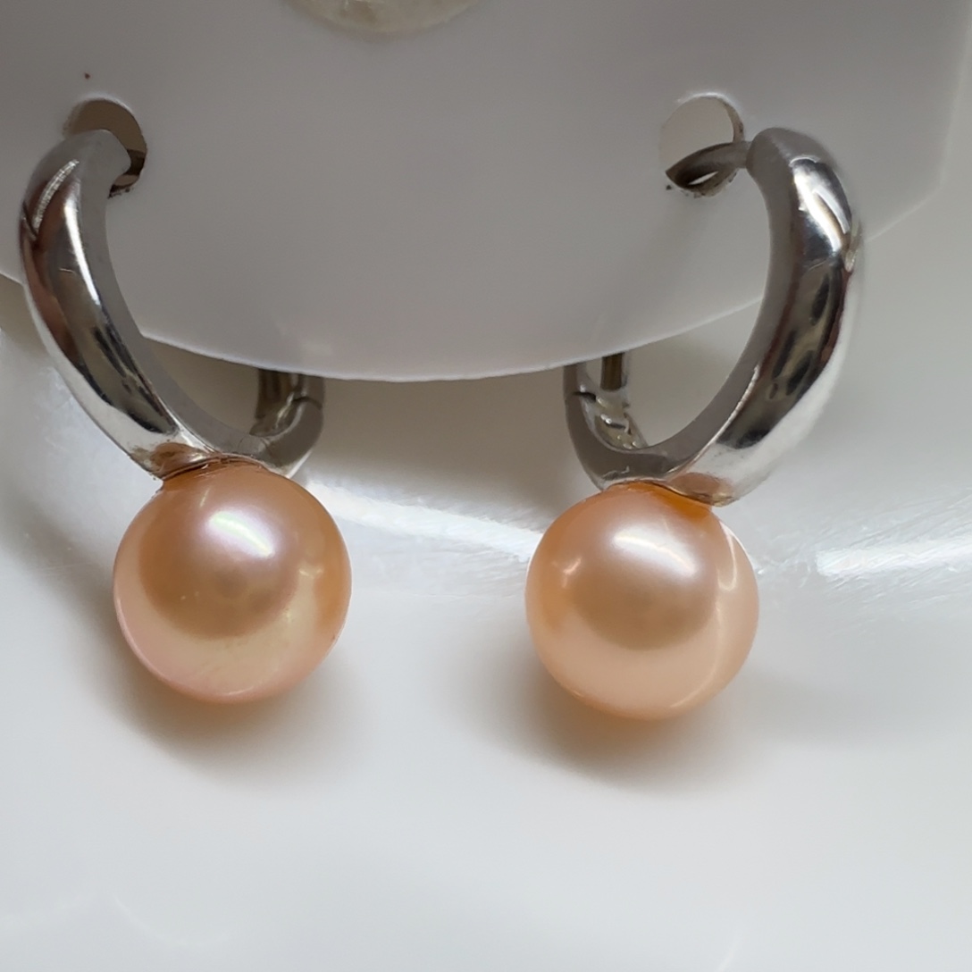 银S925镶嵌淡水珍珠耳饰