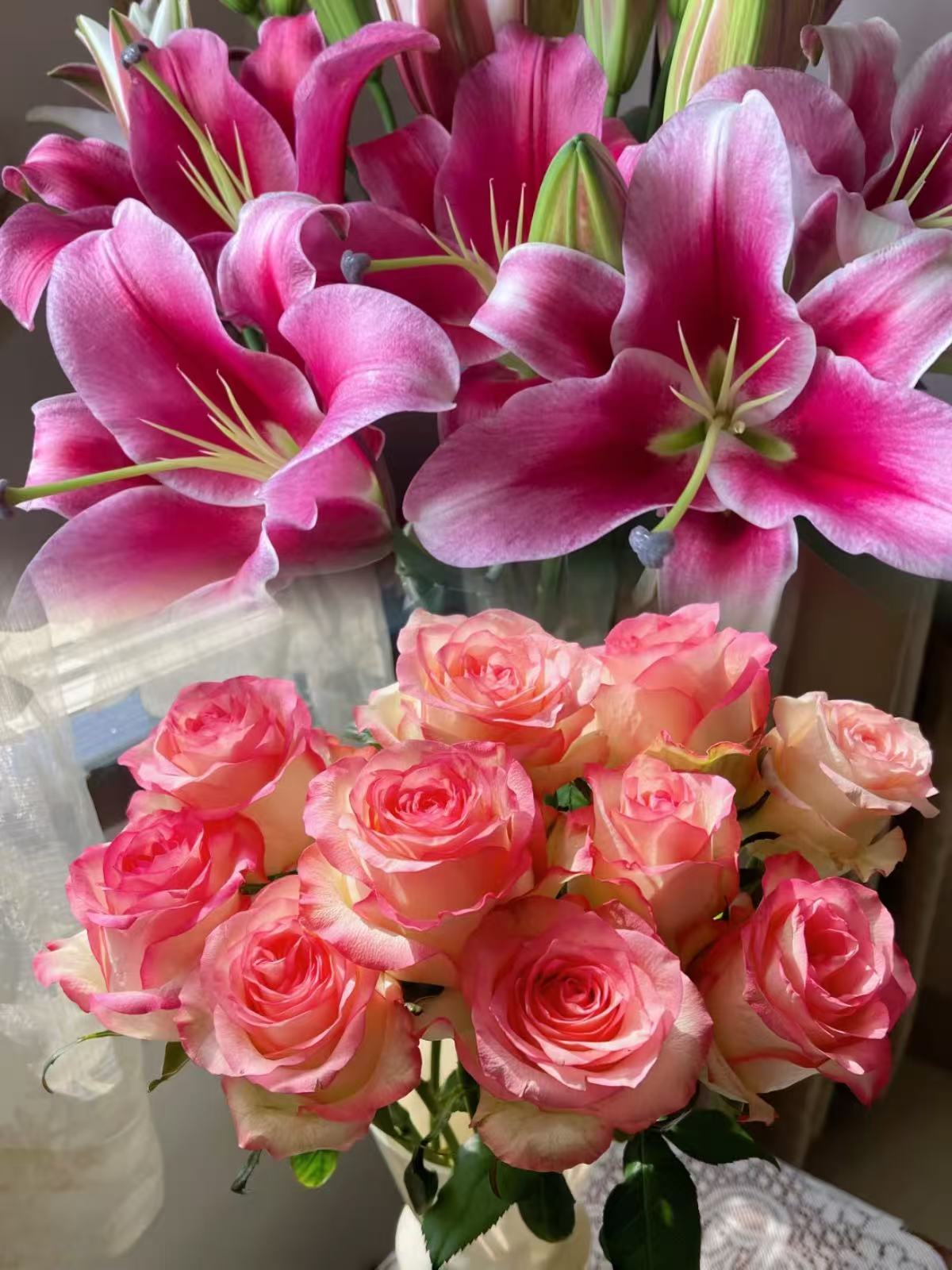 艾莎10枝+6朵香水百合