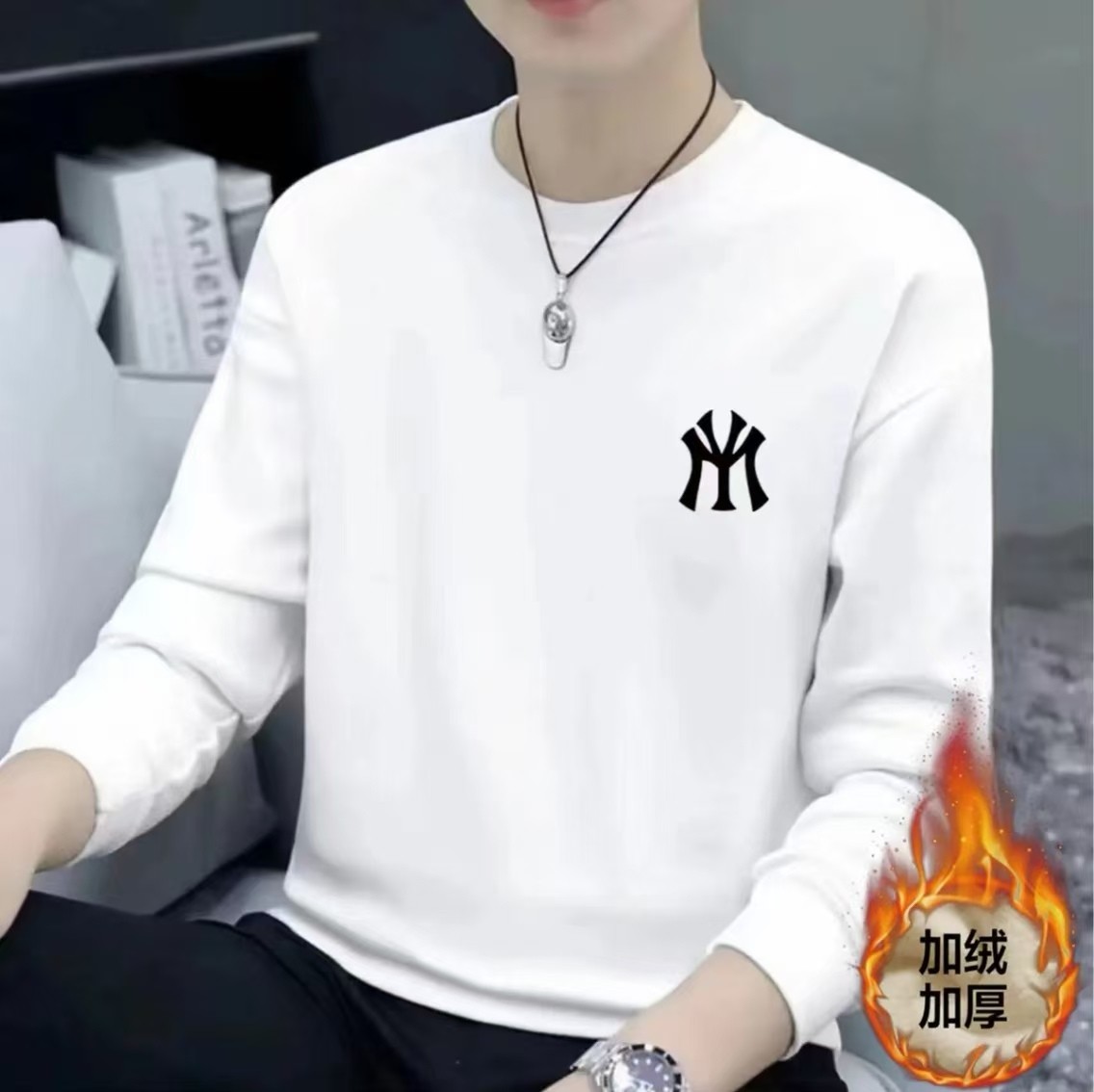 【加绒款】]2025秋冬加绒圆领长袖卫衣运动时尚简约百搭男女同款16