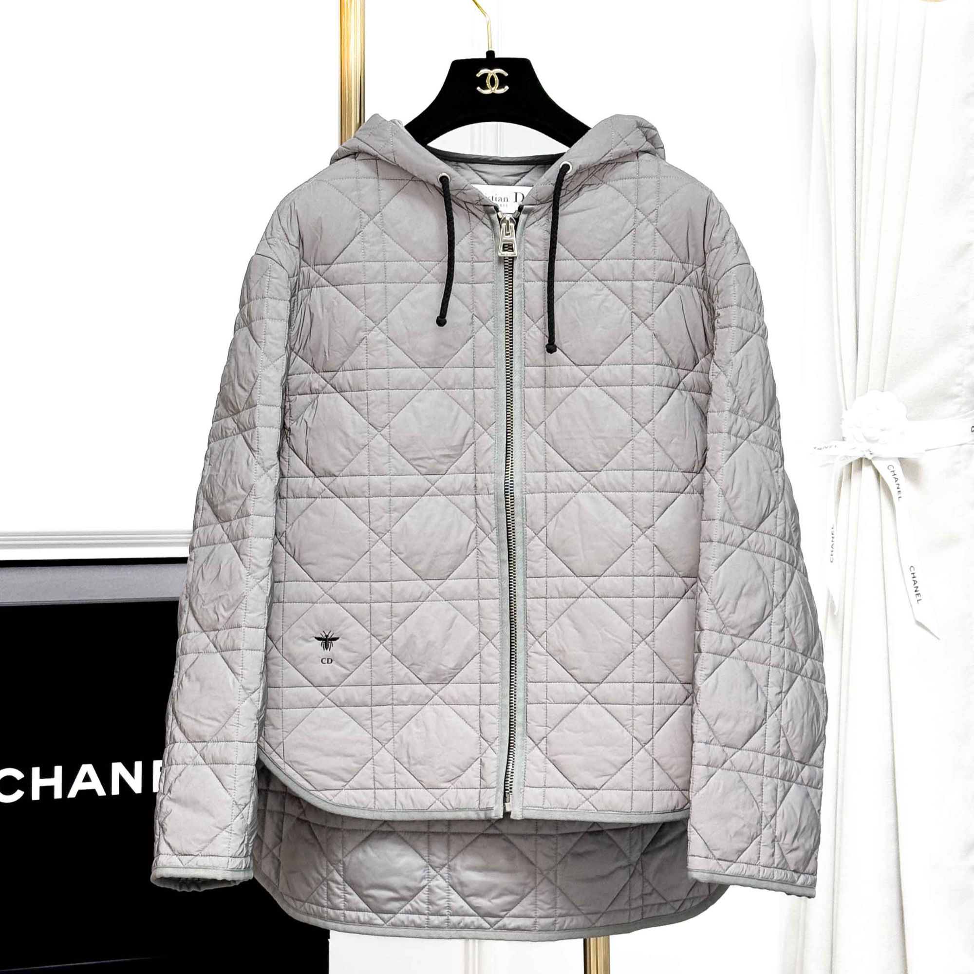 99新 DIOR/迪奥 S码 银灰色 藤格纹 长袖 拉链 外套