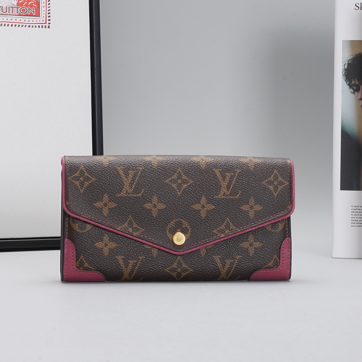 99新 LouisVuitton/路易威登 【诗诗】老花拼藕粉色 长款 钱包/98新