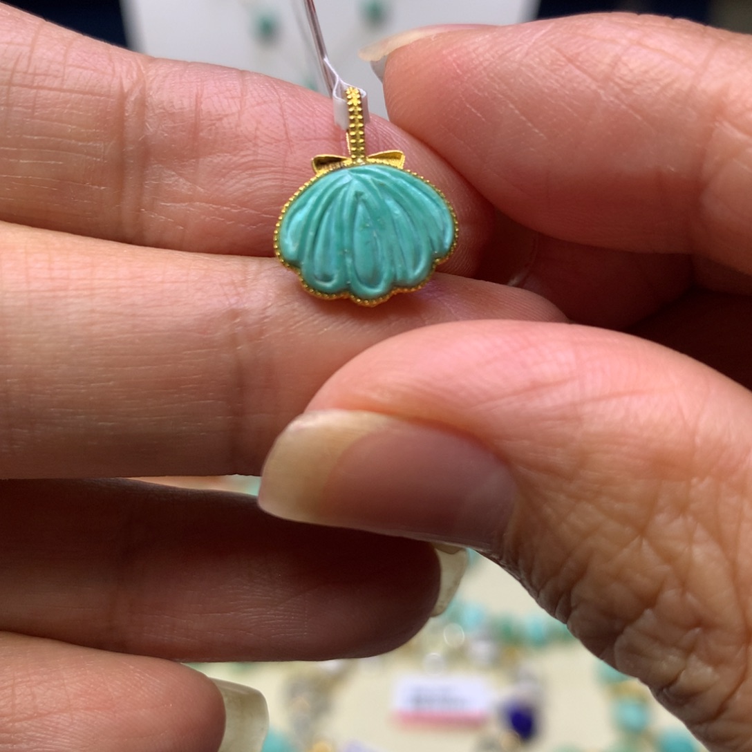 18K金镶嵌绿松石滴流