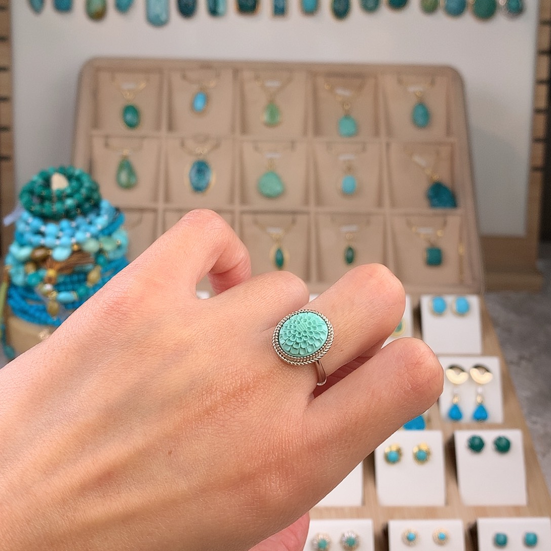 绿松石银S925镶嵌戒指