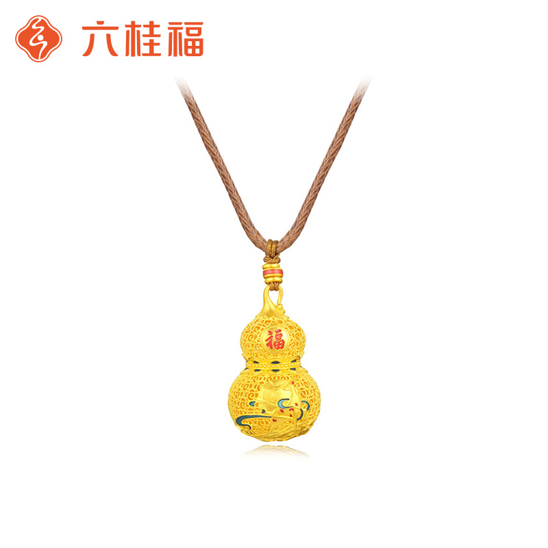 【传承】（未开价）福韵敦煌神鹿吉运古法黄金葫芦吊坠GH0600896