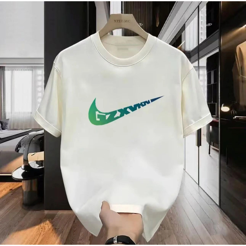 1004重磅新疆长绒棉夏季短袖男女休闲透气圆领印花纯棉T恤