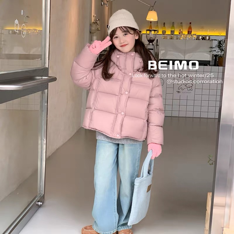 麦琪 男女童90白鸭绒羽绒服儿童连帽冬季加厚宝宝面包服