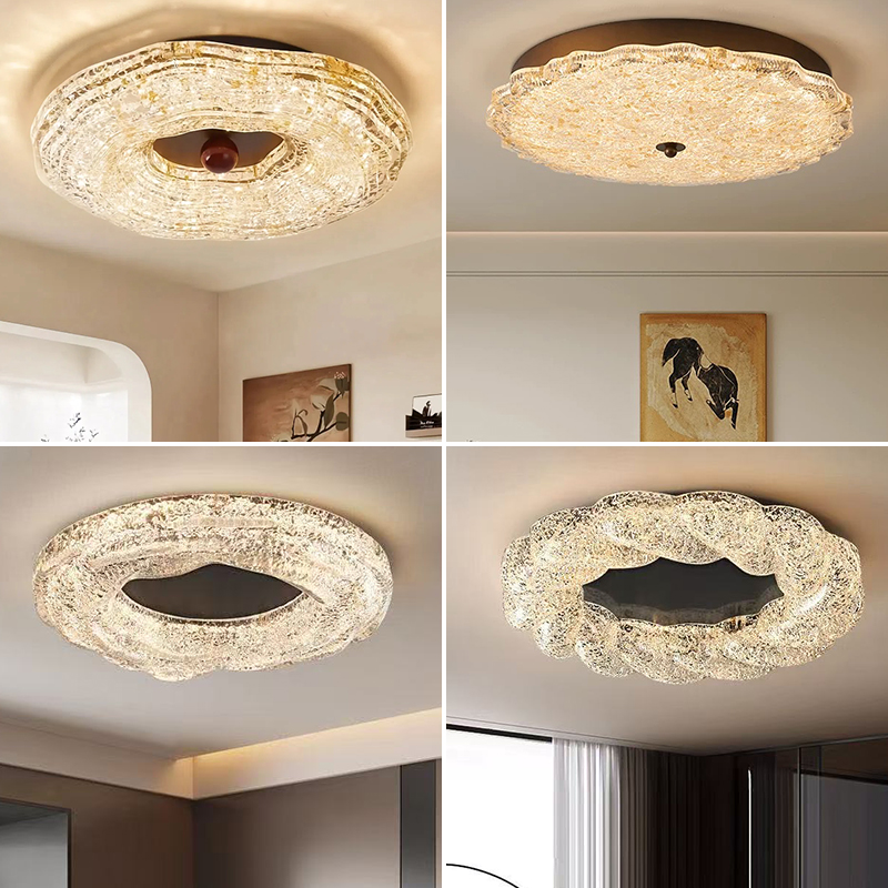 中古风高级感轻奢卧室主灯法式复古荷叶书房吸顶灯护眼中山灯具