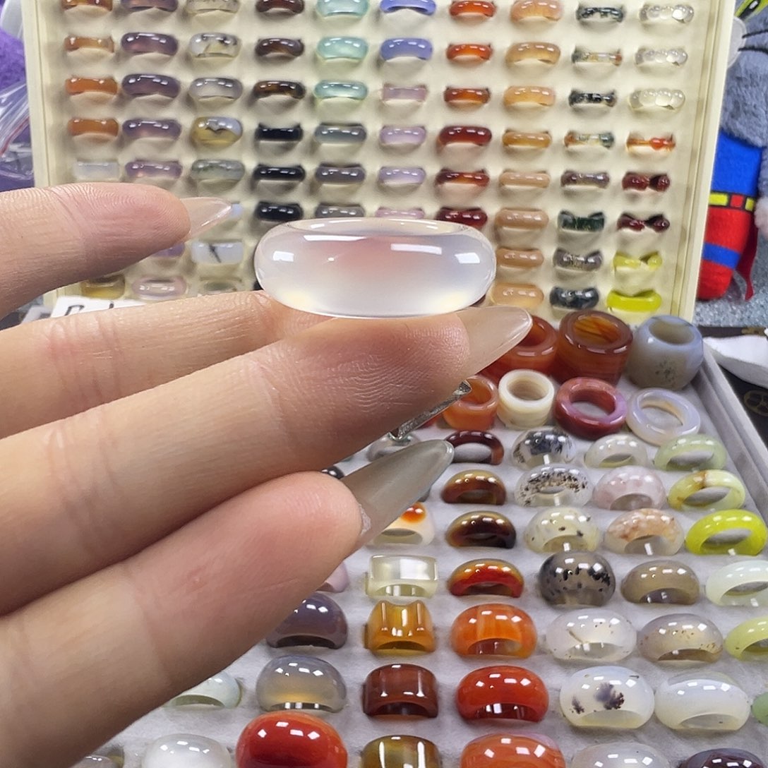 玛瑙/玉髓未镶嵌戒指B5不退换18港17