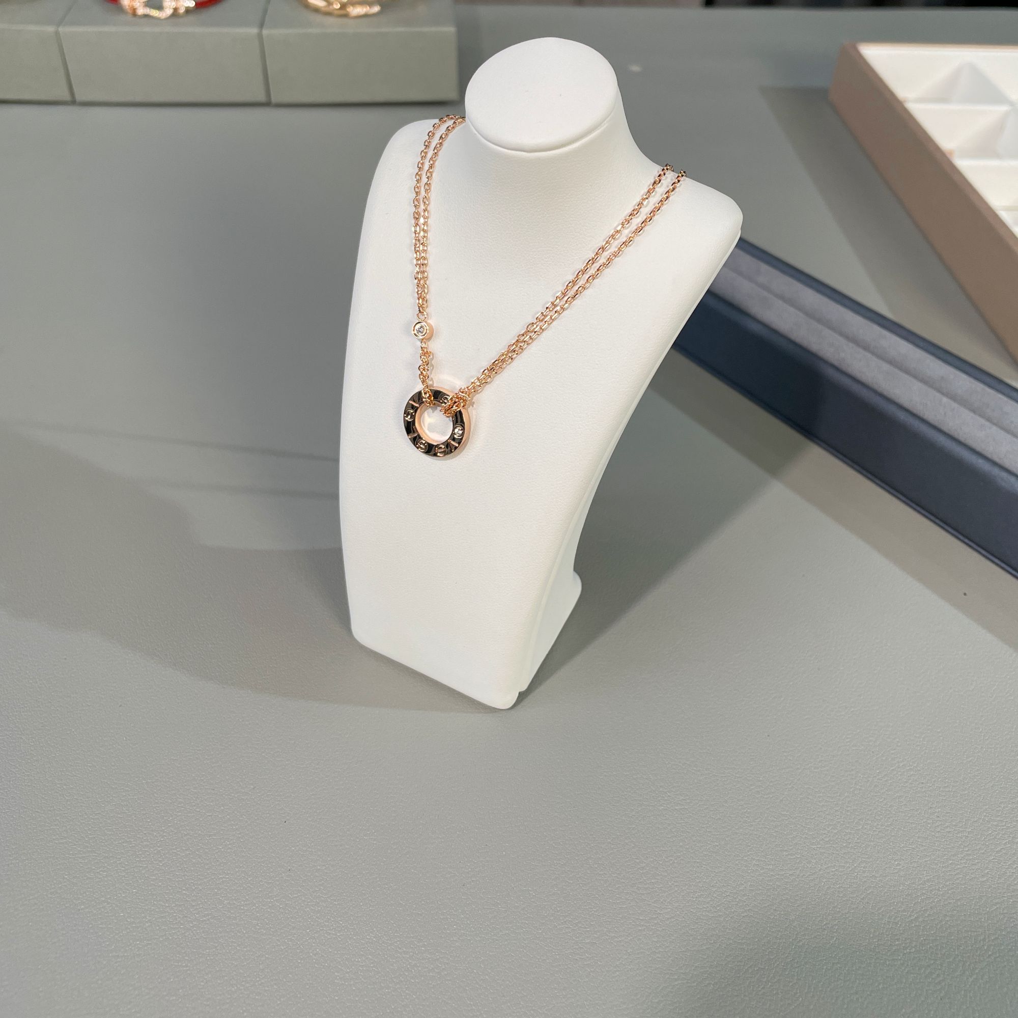 铜合金莫桑石项链 441 设计师款轻奢高定双环项链