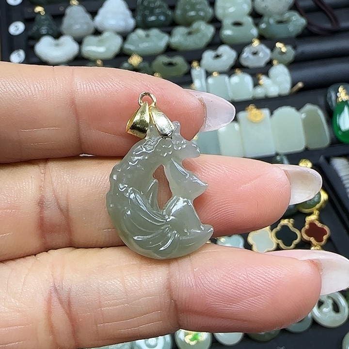 和田玉吊坠(不含链)银S925镶嵌