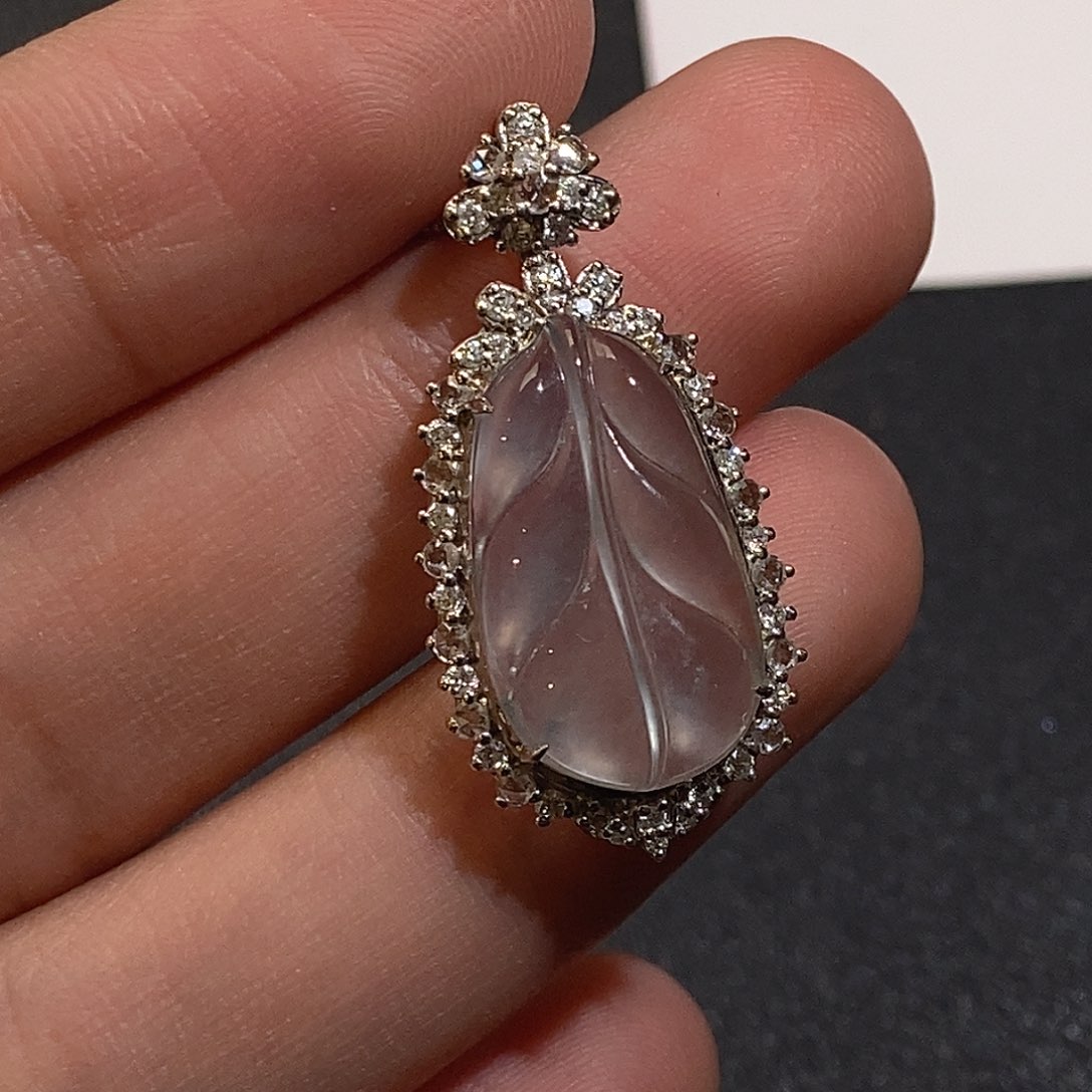 翡翠颈饰18K金镶嵌天然缅甸A货翡翠