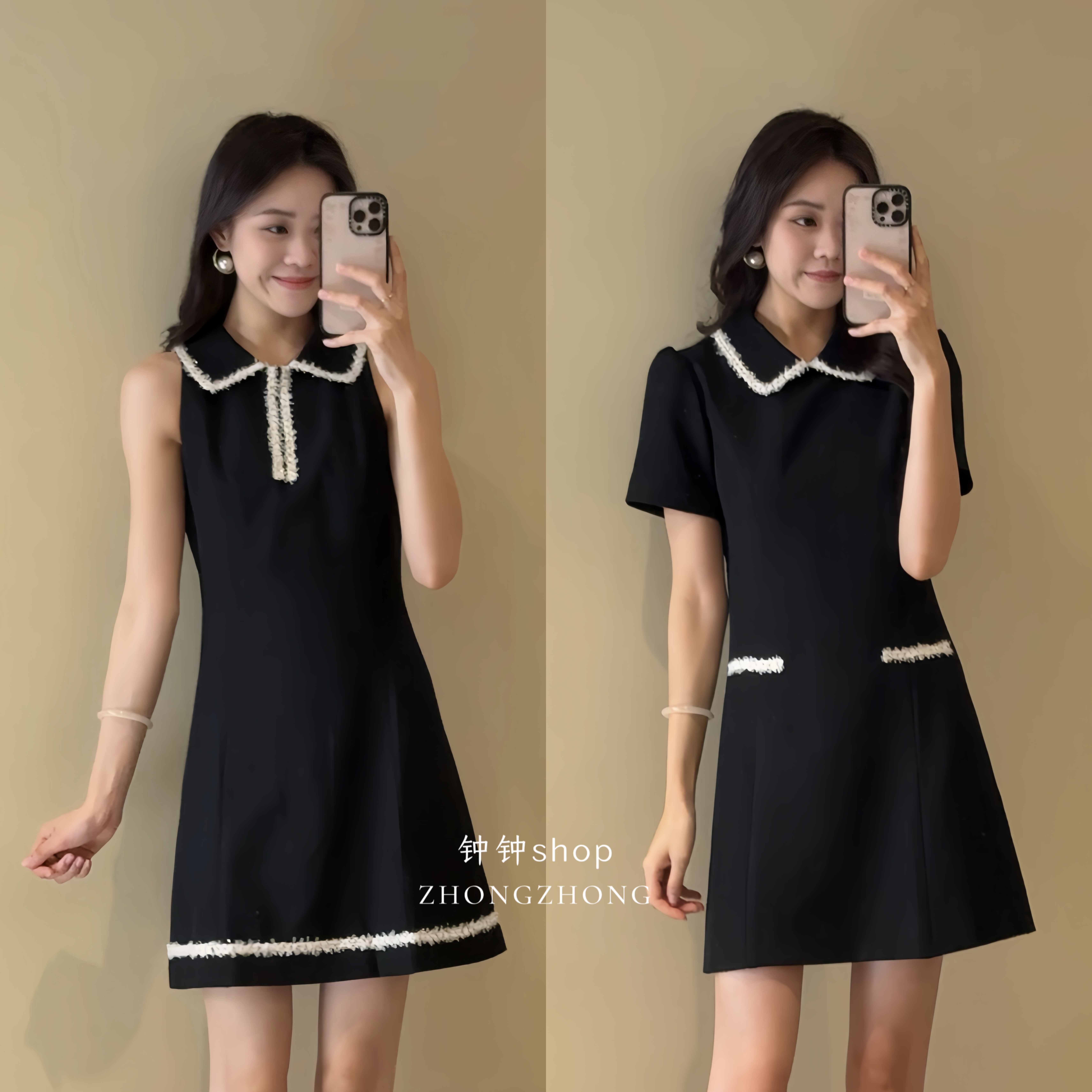 夏季新款法式约会小黑裙显瘦小香风连衣裙气质短裙8106
