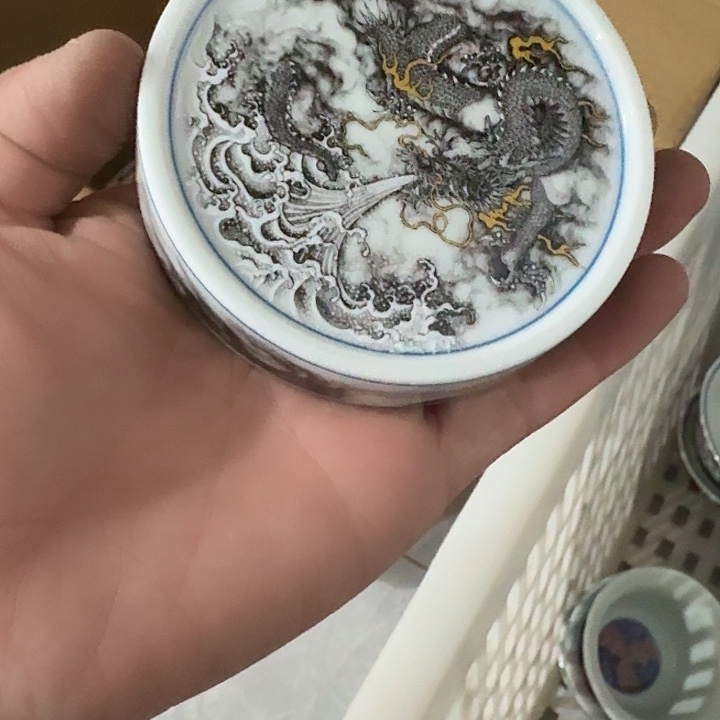 摆件景德镇龙吸水盖置