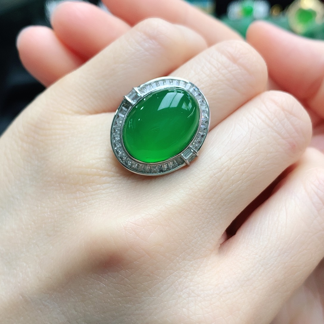 玛瑙/玉髓戒指银S925镶嵌