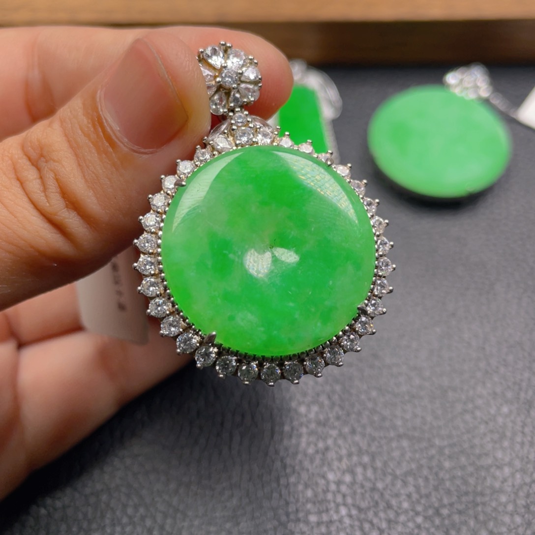 翡翠银S925镶嵌吊坠(不含链)