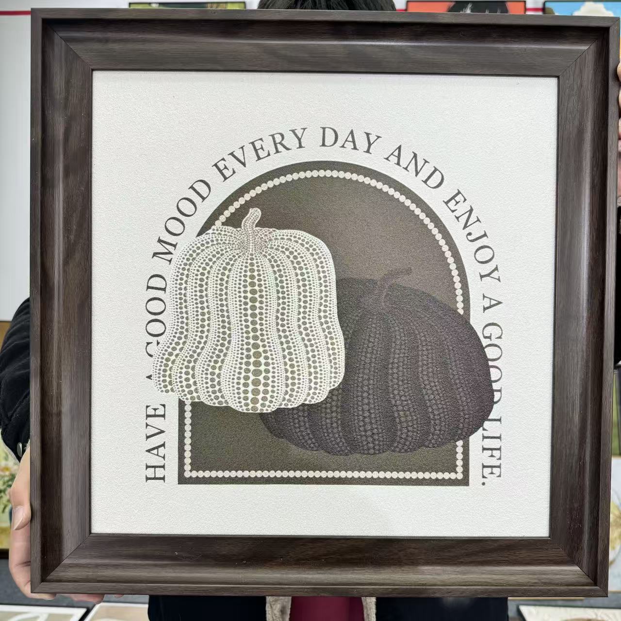 FL43草间弥生风格南瓜风客厅餐厅玄关沙发背景轻奢装饰画5050