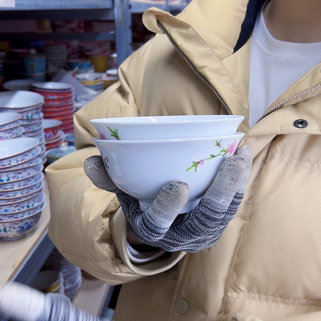 瓷片4.7英寸水点桃花2个