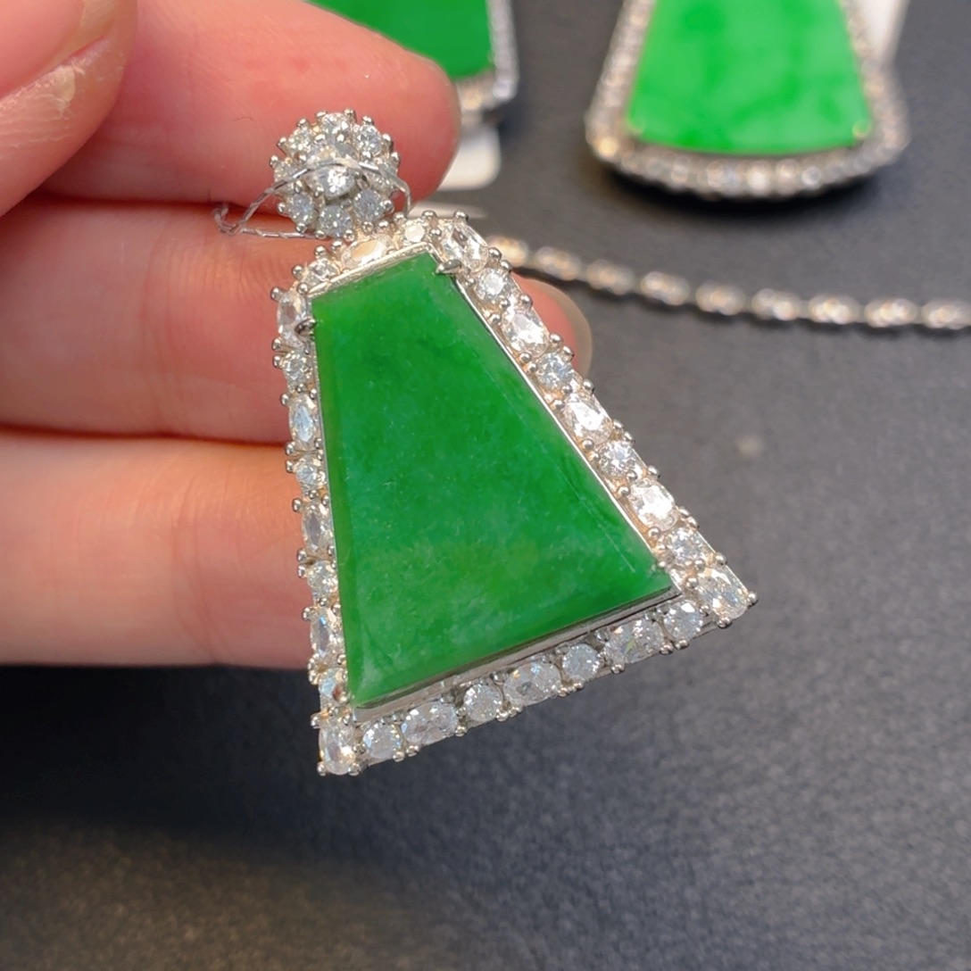 翡翠银S925镶嵌吊坠(不含链)