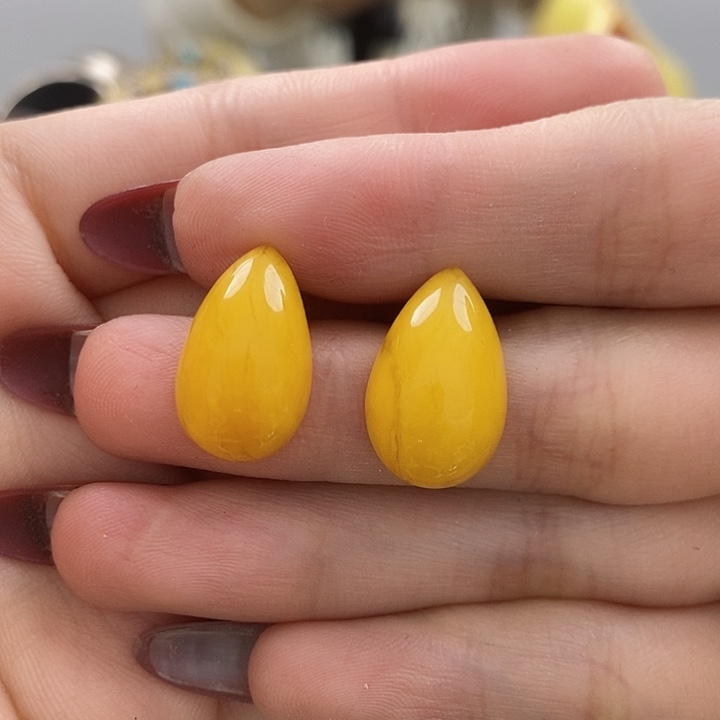 琥珀耳饰银S925镶嵌耳环