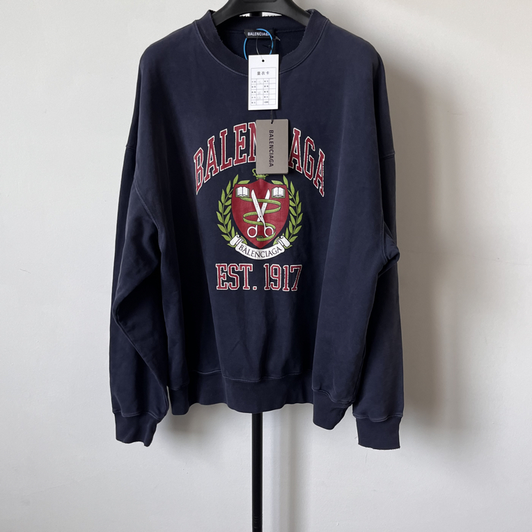 未使用 Balenciaga/巴黎世家 徽标印花圆领套头长袖卫衣 01616