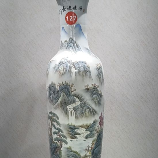 瓷摆件手绘粉彩源远流长1.2米一对