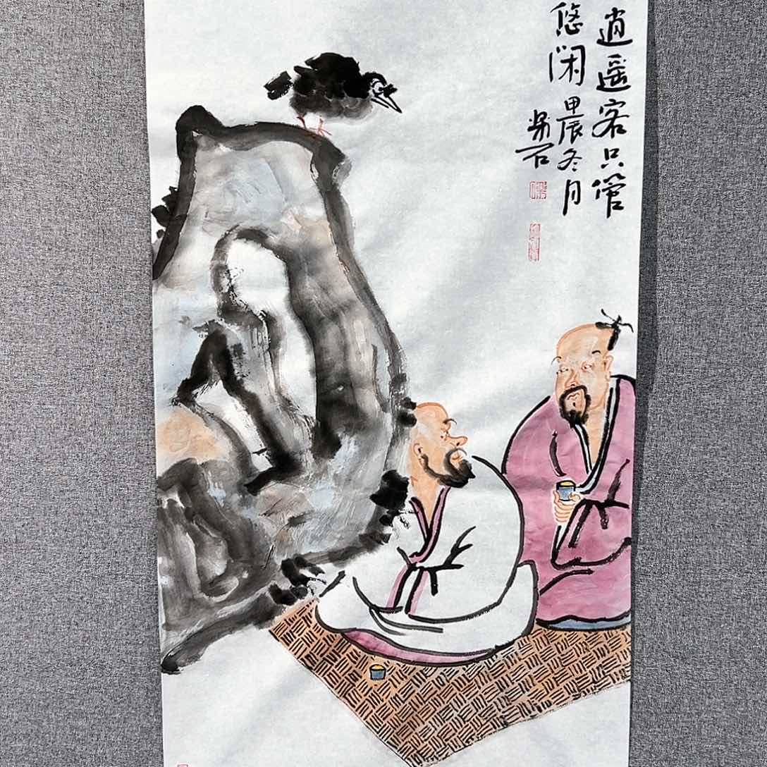 国画红袍画院手绘作品