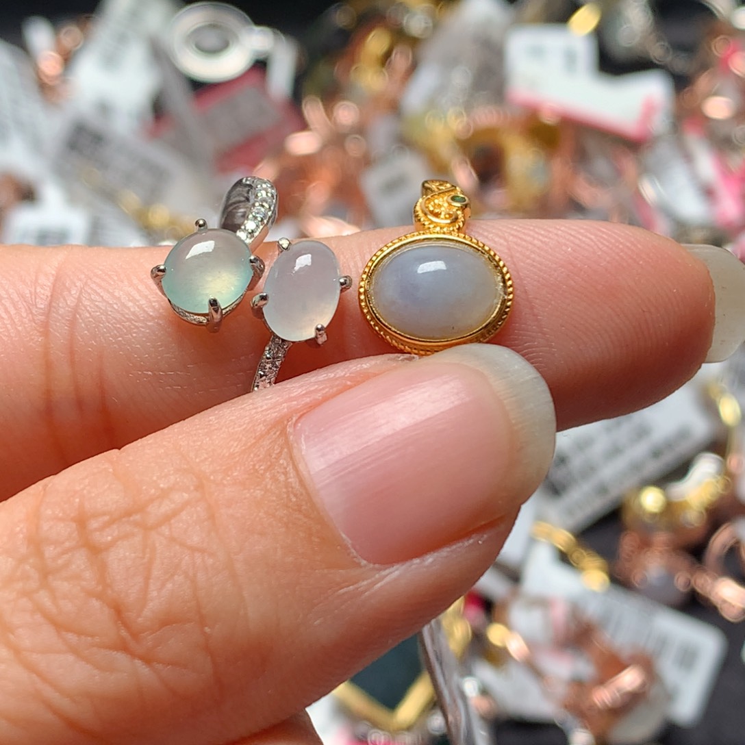 翡翠戒指未镶嵌天然翡翠耳饰