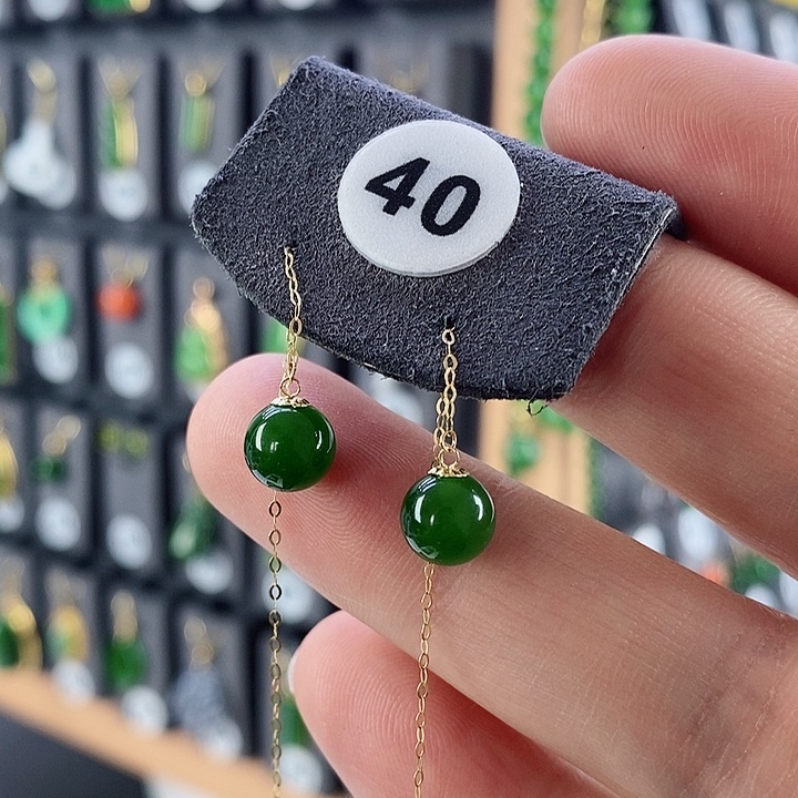 和田玉耳饰18K金镶嵌