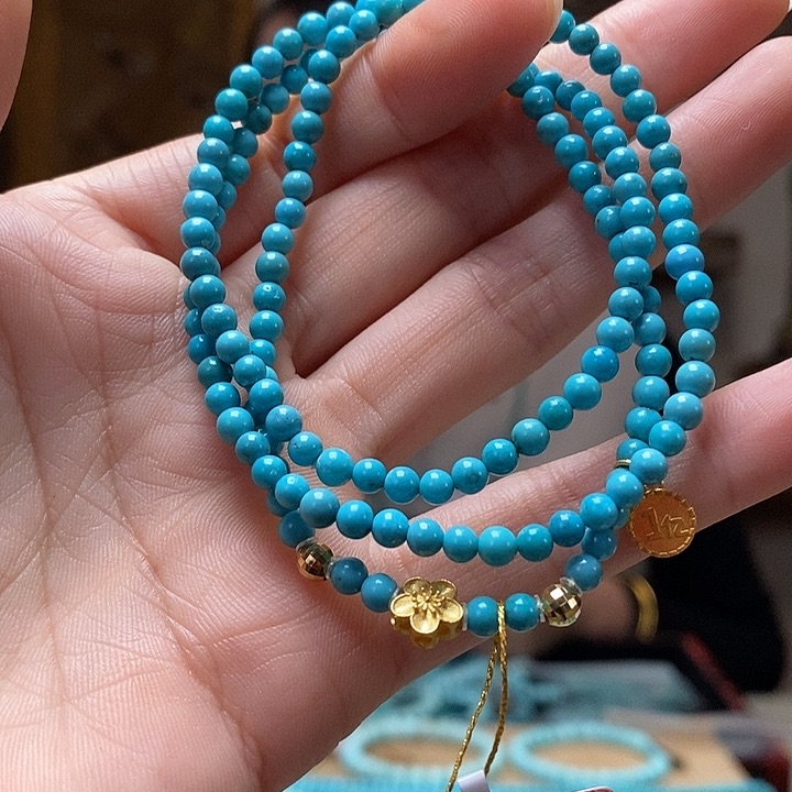 绿松石珠宝奇石18K金镶嵌