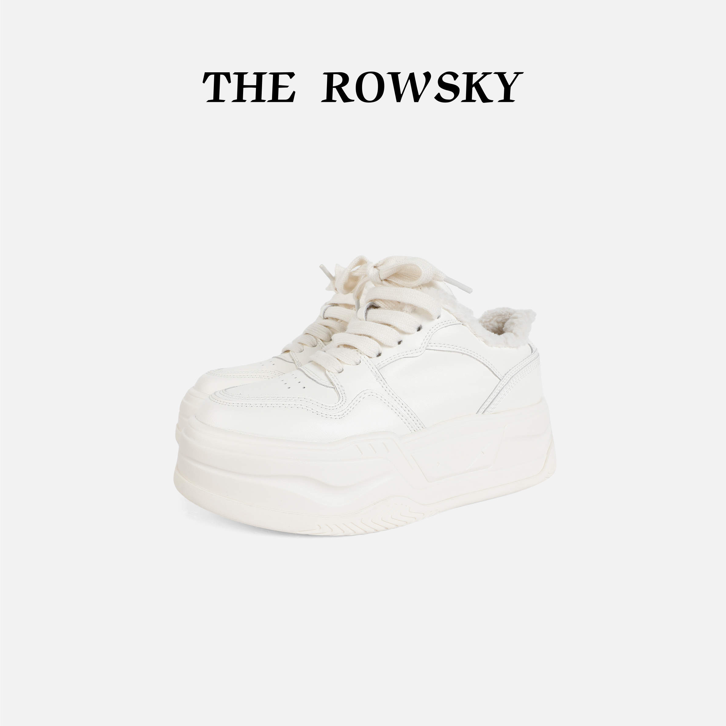 杨圣坤2025冬季新品定制牛皮厚底增高百搭休闲加绒小白鞋B2511312