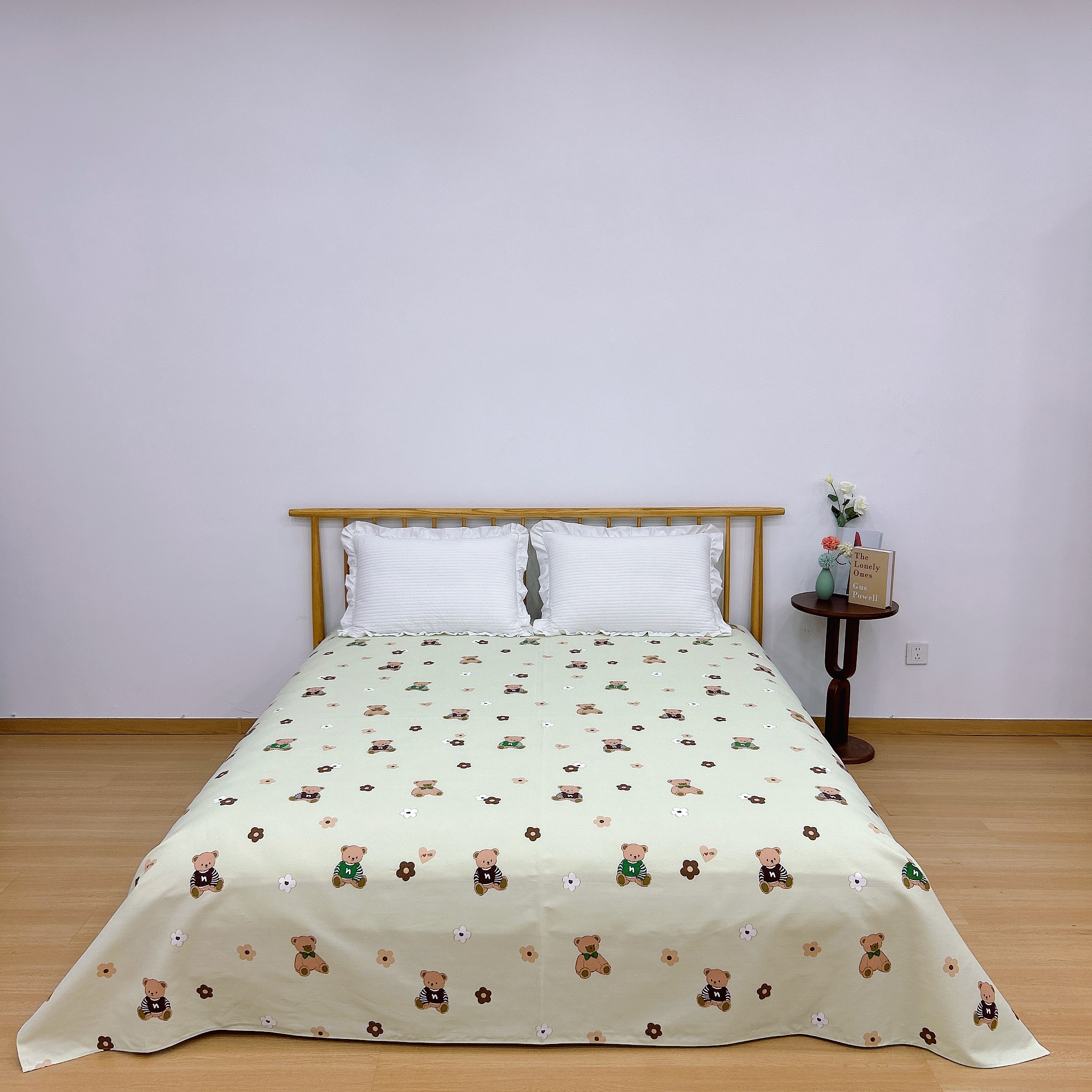 【小熊-绿】纯棉床单 透气亲肤加厚印花原棉帆布床单一条