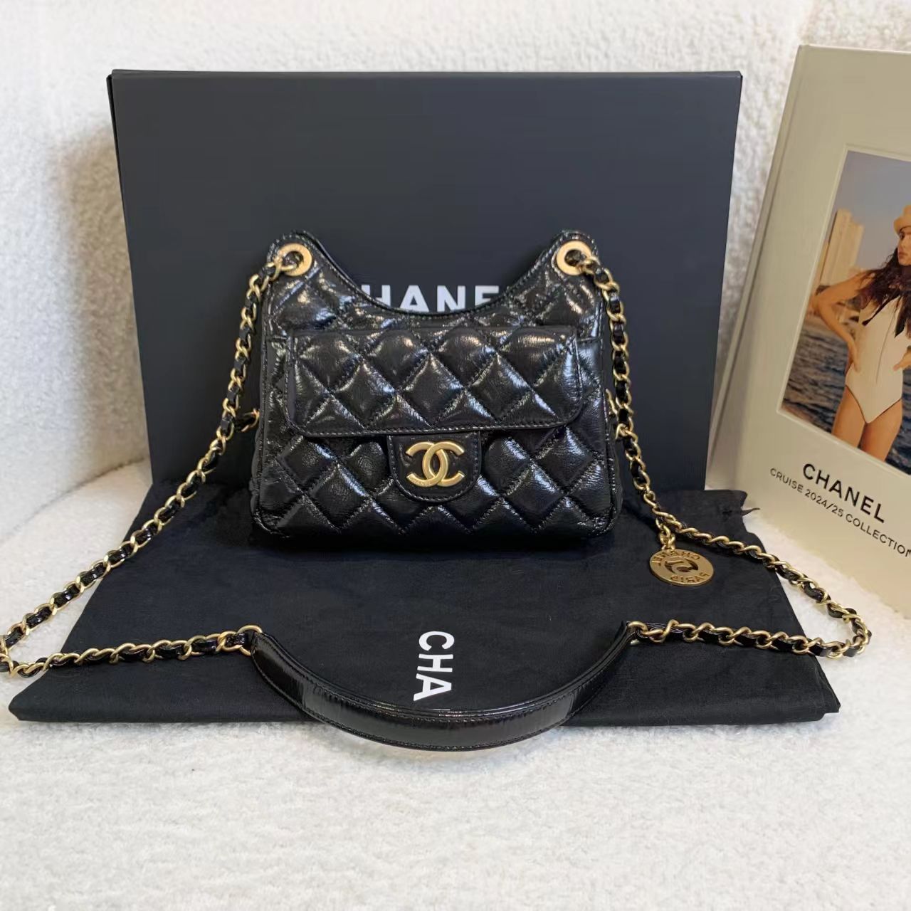 99新 Chanel/香奈儿 壹臻/ 23C黑金油腊牛猫猫精灵小号 58680635