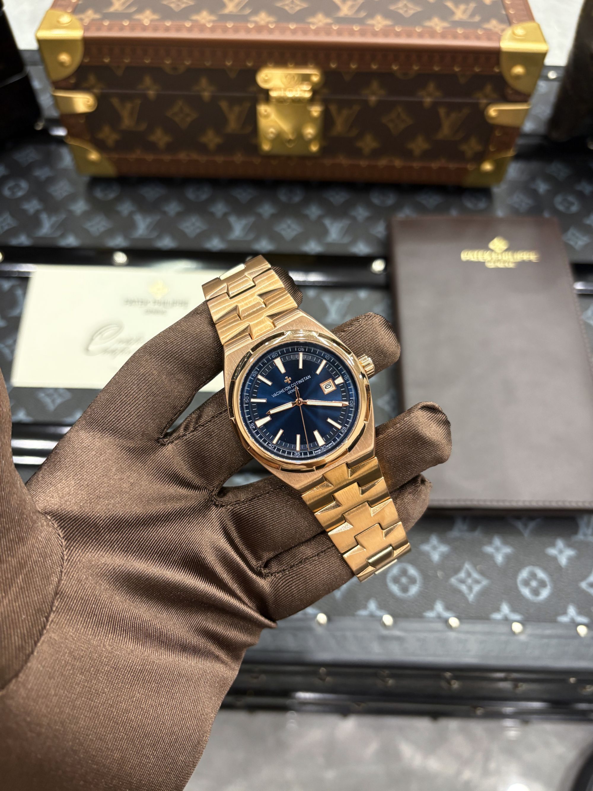 全新4500V/ 玫瑰金/蓝面/全自动机械表【店长补贴】