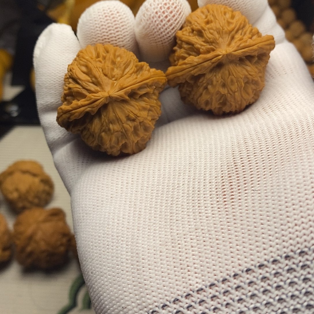 文玩核桃把件40尺白狮子