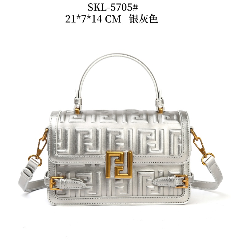 【特特甄选】SKL-5705-银灰色手提单肩包牛皮包经典气质时尚女包