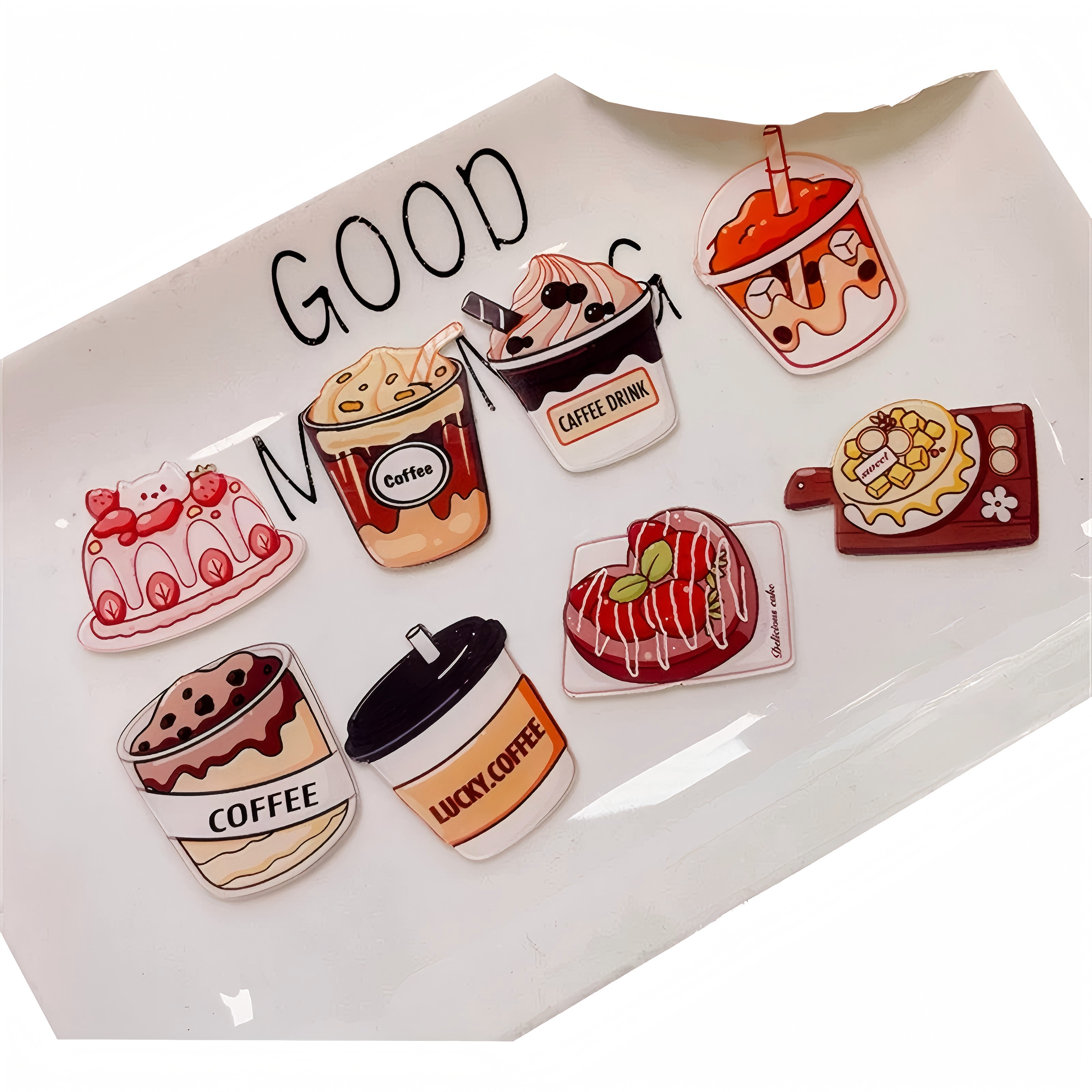 一个随机发亚克力磁吸冰箱贴美味咖啡蛋糕奶茶亚克力冰箱贴