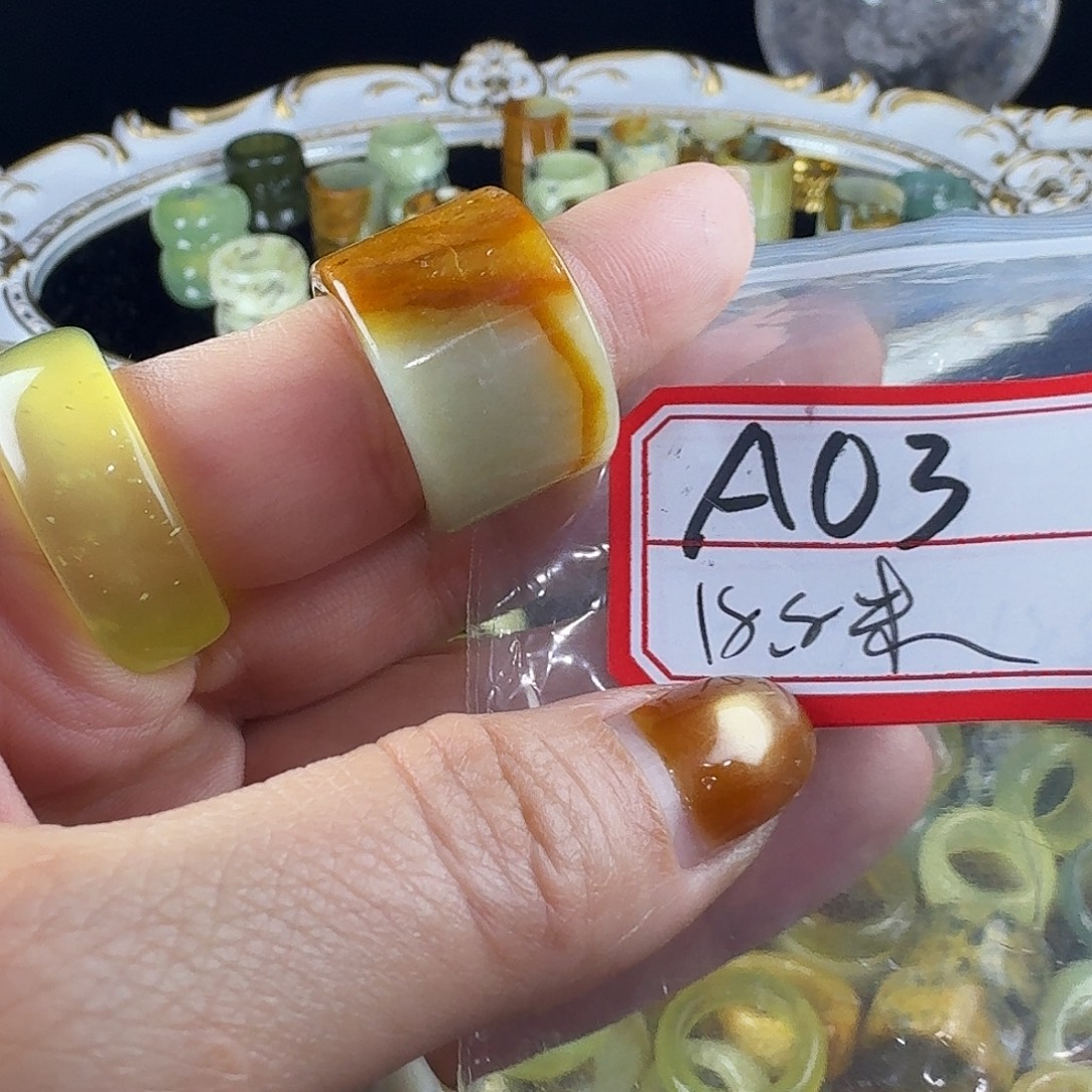 竹***ァ蛇纹石玉合金戒指