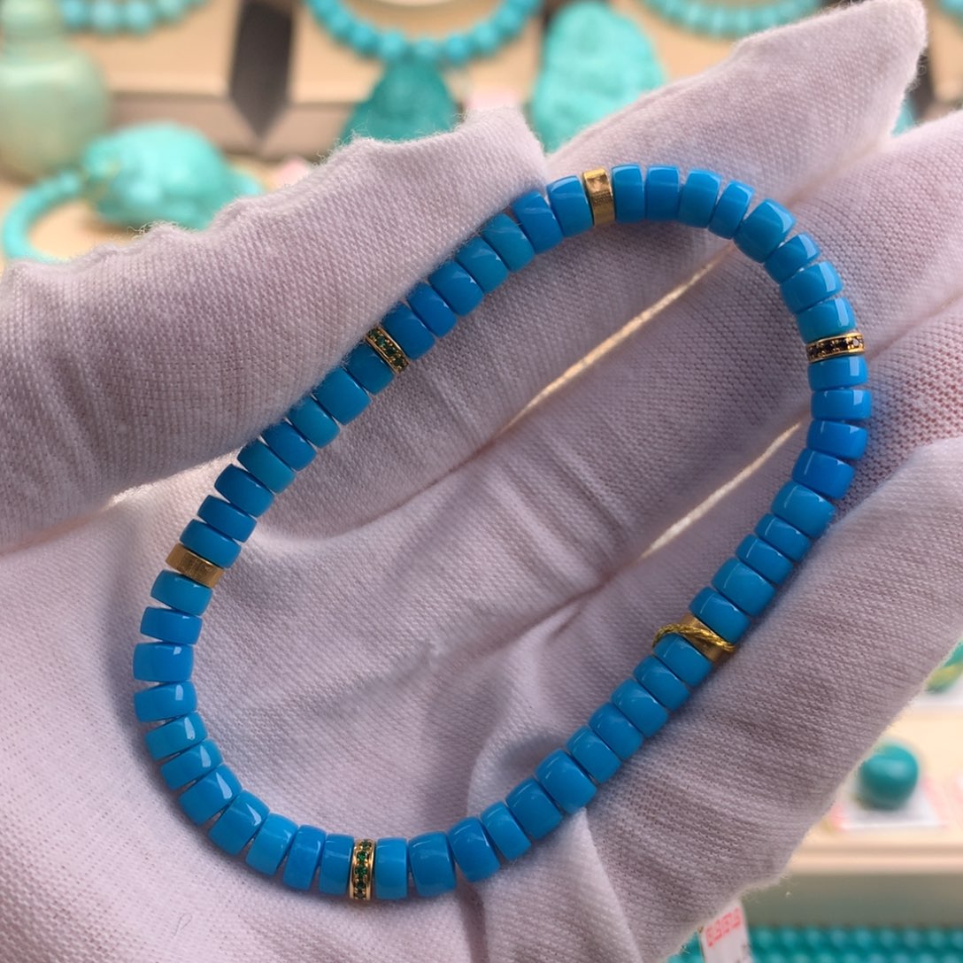 绿松石珠宝奇石18K金镶嵌