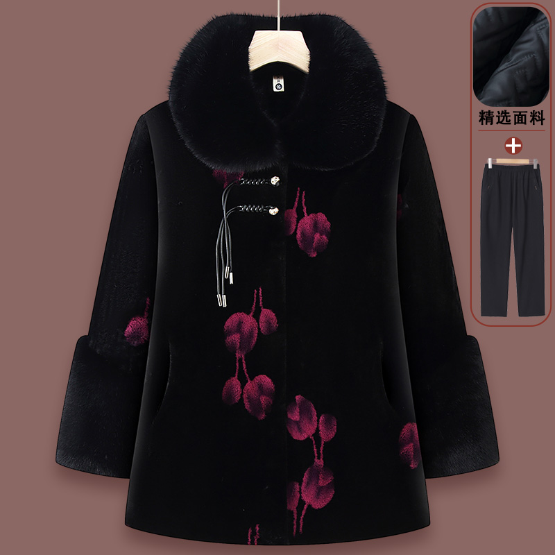 中老年人女装冬装奶奶大码宽松加绒加厚老太太保暖大衣妈妈装外套