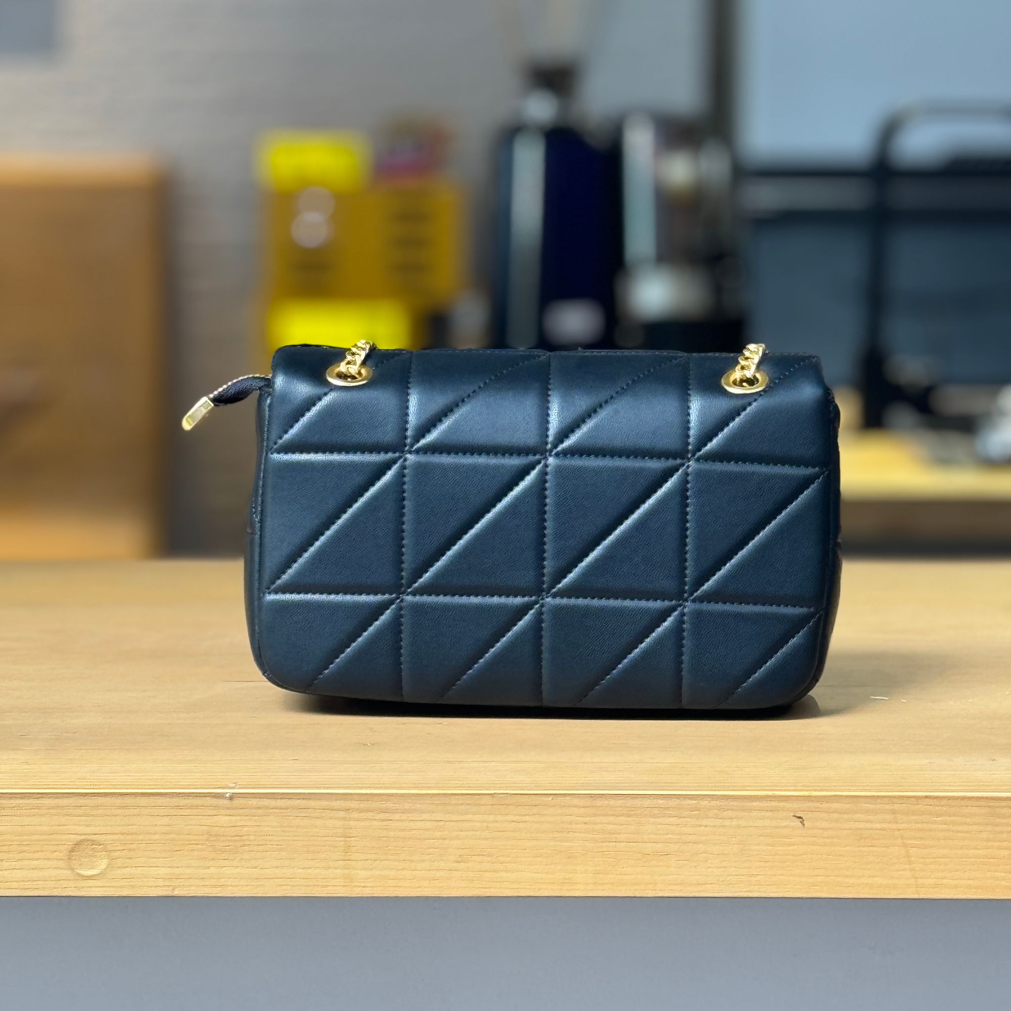 【BF LL】小香风蓝色时尚女士黑色单肩菱格肩包