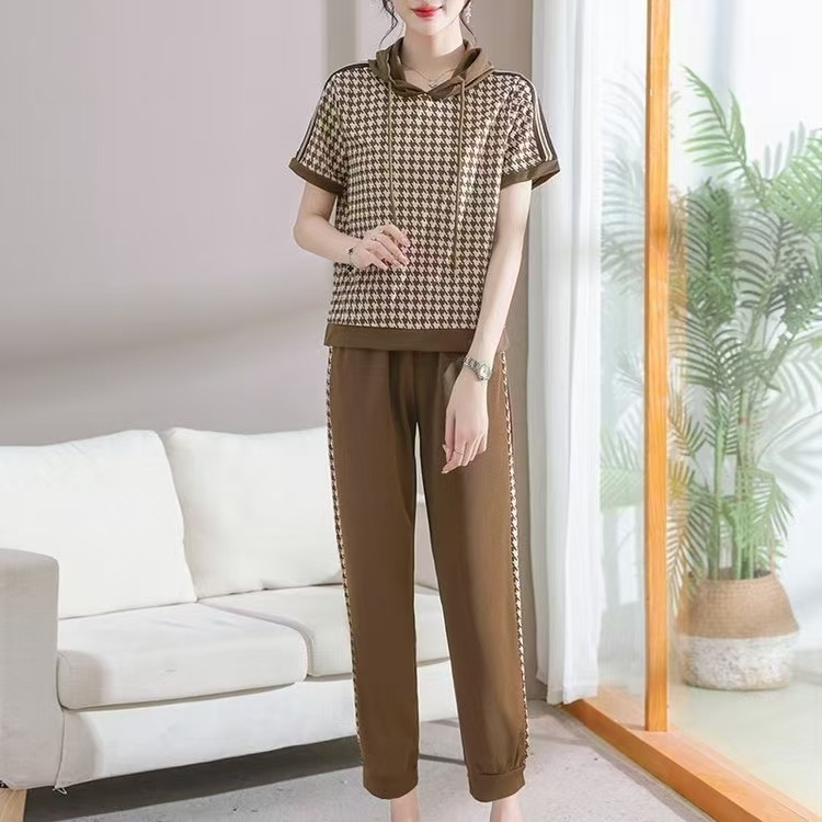 8899 【上衣+裤子】千鸟格时尚常规款女装休闲舒适清冷新中式 三楼