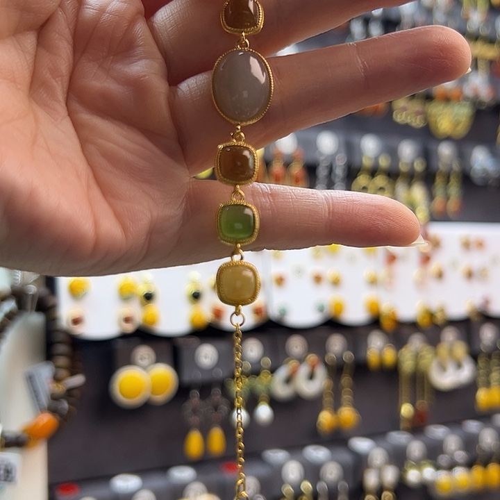 和田玉未镶嵌耳饰通体纯银天然和田玉烟紫糖料碧玉多宝手链