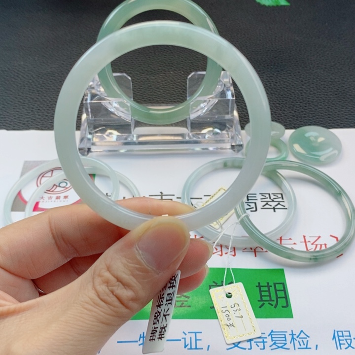 翡翠未镶嵌手镯小叮当手镯53-54圈口