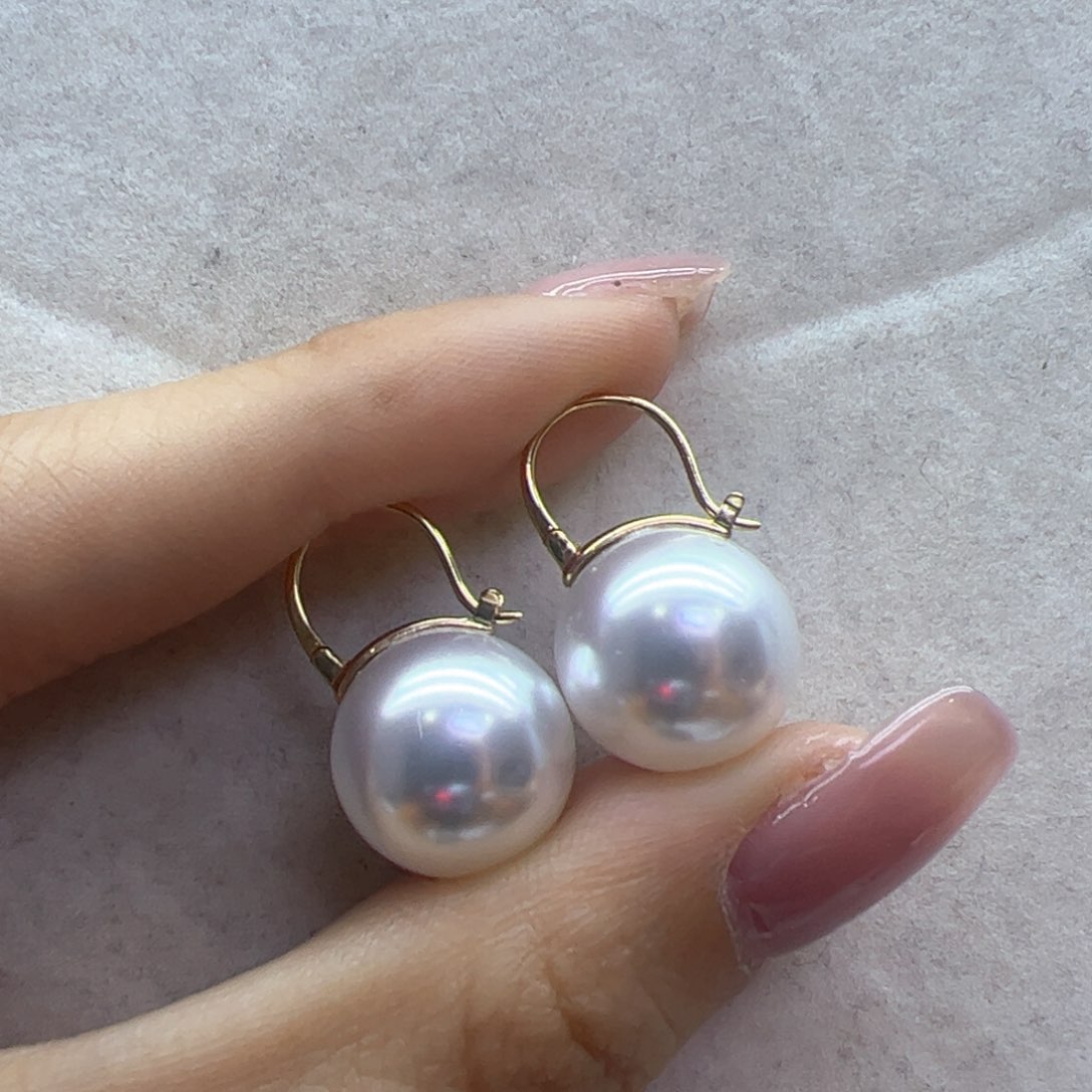 淡水珍珠耳饰18K金镶嵌