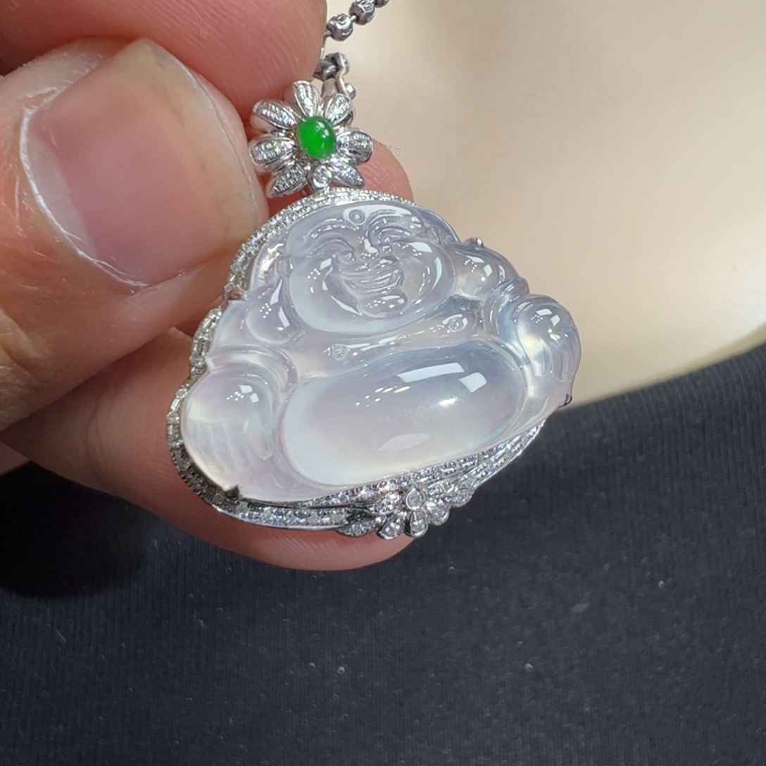 翡翠吊坠(不含链)18K金镶嵌