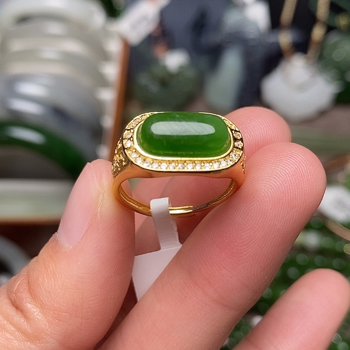 和田玉银S925镶嵌戒指