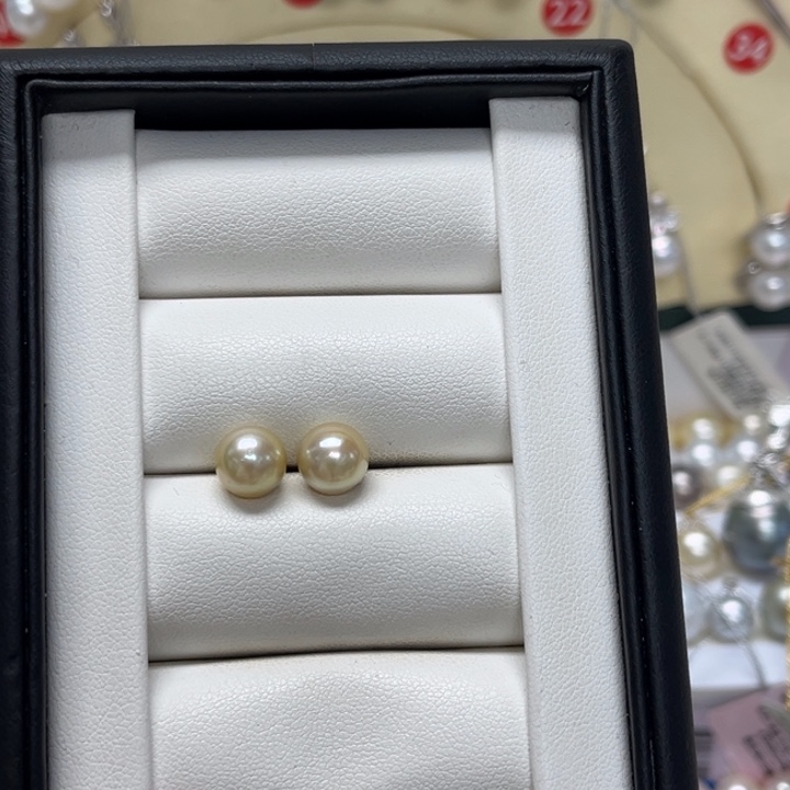 海水珍珠耳饰18K金镶嵌金珠8-9mm168