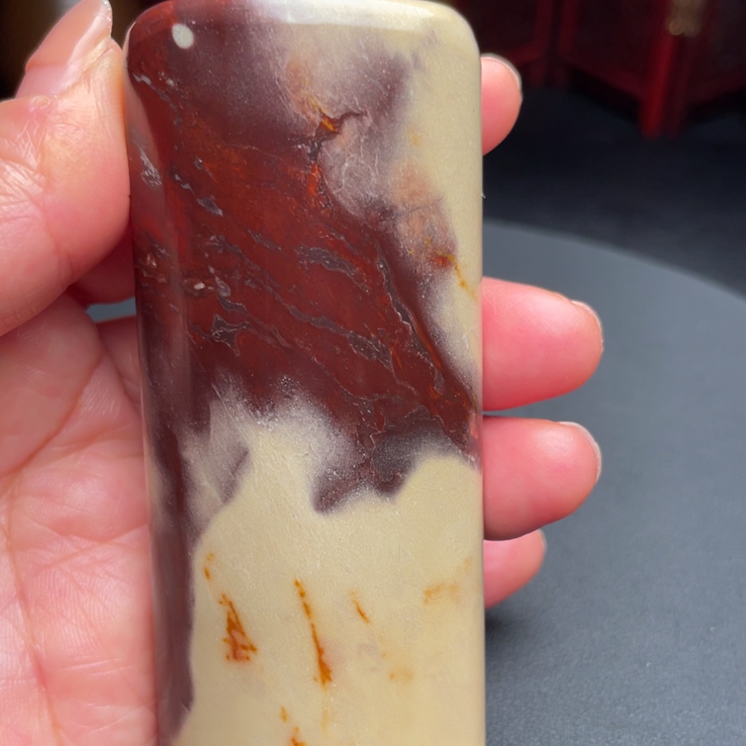 与***手田黄石昌化石手把件摆件印章