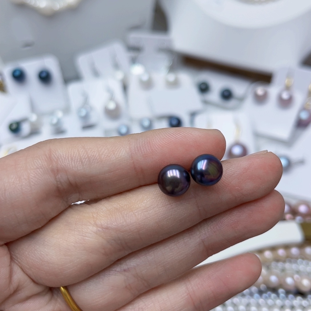 淡水珍珠耳饰银S925镶嵌